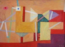 Ernst Weil, Landungssteg, 1954, 43 x 62 cm, Öl auf Hartfaser