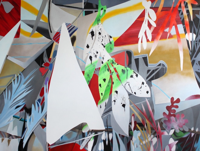 Fiona Ackerman, Corners in the Glass 2016, 225x170cm, Acryl auf Leinwand