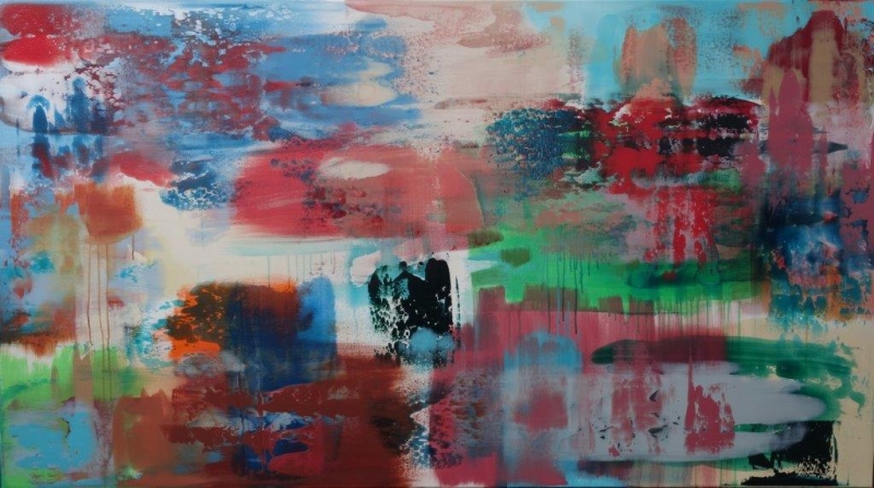Virginia Glasmacher_Kadmiumrot, dunkel-Aquamarin_2016_100x180cm