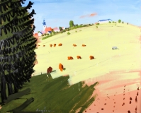 Peter Angermann, Sehners Kühe, 2008, 200 x 250 cm, Acryl auf Leinwand