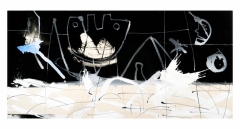 Gregor Hiltner, der Mond ist aufgegangen, 2005, 120 x 250 cm, Acryl auf Leinwand