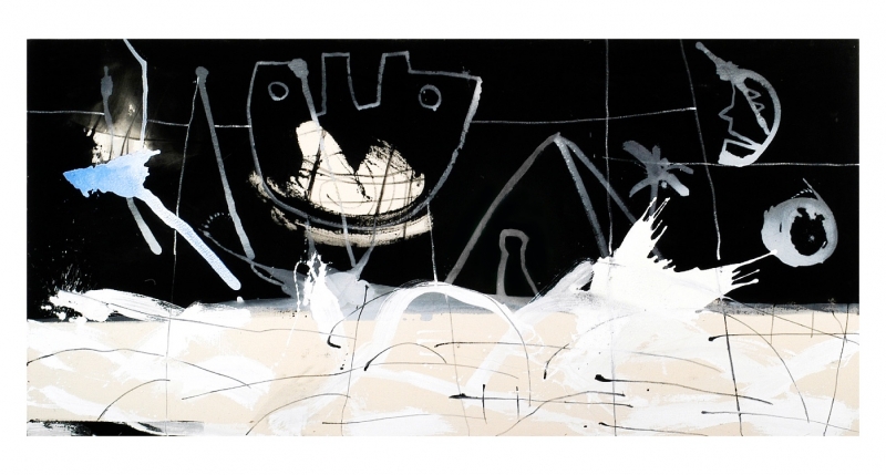 Gregor Hiltner, der Mond ist aufgegangen, 2005, 120 x 250 cm, Acryl auf Leinwand