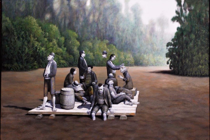 Thom. Rauchfuss, Feierabend, 2010, 140 x 200 cm, Öl auf Leinwand