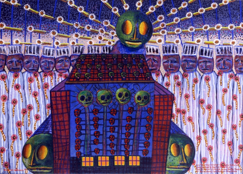 Blalla W. Hallmann, Der Gefangenenchor von Baku Buko an Beelzebub's Rechenmaschine, 1994, Acryl a. Lwd., 110x150 cm Kopie 2