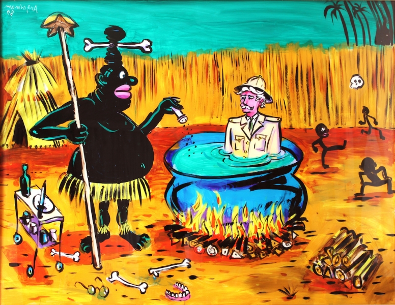 Peter Angermann, Trump&Obama, 1985, Acryl hinter Plexiglas, 150x110cm Kopie 3